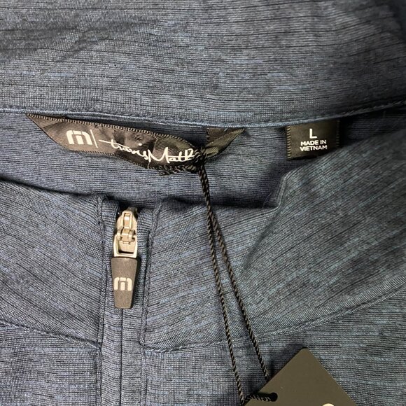 Travis Mathew Havasu 1/4 Zip Pullover Men's Large Indigo Black Golf Performance - Picture 9 of 13